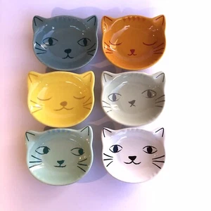 Danica Jubilee Purrfect Pinch Bowl Set Of 6 Cat Faces Small Dishes 2oz Each Dish - Picture 1 of 12