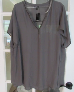 Mujer Talla 3X (22-24) Top Torrid, Blusa, NUEVO, Gris - Imagen 1 de 3