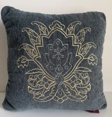 BILTMORE For Your Home Throw Pillow Blue Cream Embroidered Rope Trim 17” Classic - Image 1 of 4