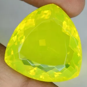 Trillion Shape 58.10 Ct Loose Gemstones Neon Yellow Fire Natural Opal Certified - Picture 1 of 5