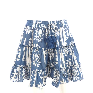 Zara Mini Skirt Cotton Voile Lightweight Blue White Print Tiered Tassel Size S - Picture 1 of 14