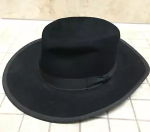 Lenox Mens Fedora Hat Wide Brim Black Felt Amish/Mennonite Western Style Vintage - Picture 1 of 8