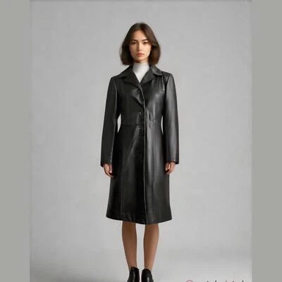 BOD & CHRISTENSEN DARK BROWN LEATHER SINGLE BREASTED MID-LENGTH JACKET COAT - 12 - Image 1 of 4