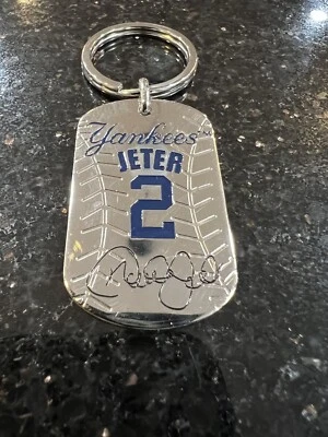 New York Yankees Derek Jeter metal dog tag Key Ring foco Keychain - Image 1 of 4