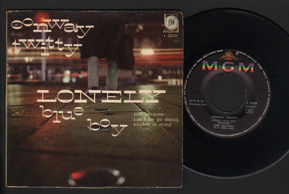 7" CONWAY TWITTY LONELY BLUE BOY +3 EP MGM X 2509 1960 LAMINATED GATEFOLD SLEEVE - Imagen 1 de 1
