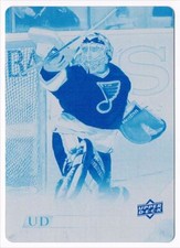 2022-23 UPPER DECK UD CANVAS CYAN PRINTING PLATE 1/1 CURTIS JOSEPH ST. LOUIS