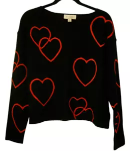 Philosophy Damen Pullover schwarz rot Herzen L/Large weich geteilter Saum Langarm - Bild 1 von 9