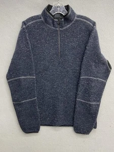 Kuhl Pullover Mens Size M Blue ThermoKore Wool Blend 1/4 Zip Mock Neck Outdoors - Picture 1 of 12