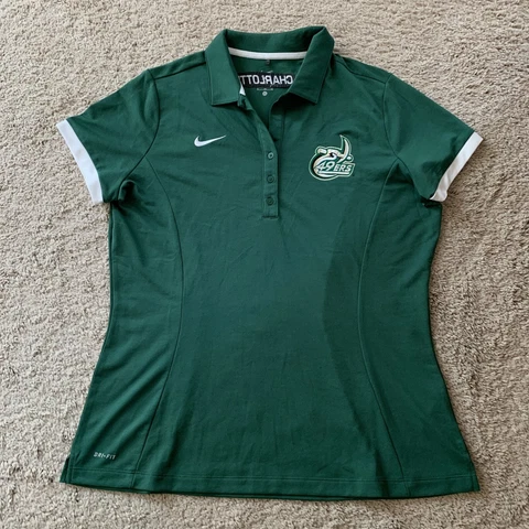 Charlotte 49ers Polo Shirt Womens XL Green Short Sleeve Polyester Nike Dri-Fit Cover
