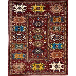 Alfombra de lana tribal afgana oriental nómada boho hecha a mano (6' x 8') - Imagen 1 de 15