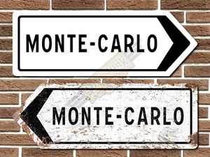 Cartello stradale Montecarlo metallo vintage cartello stradale francese garage cartello uomo grotta - Foto 1 di 2