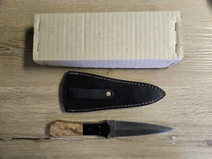 Damascus Fixed Blade Double Edged Knife W/ Leather Sheath - Picture 1 of 11