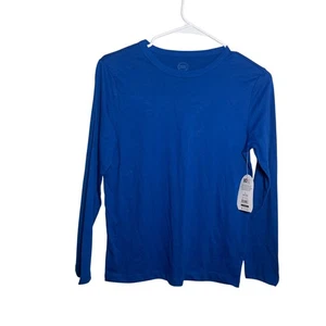 T-shirt Wonder Nation ragazzo grande blu manica lunga girocollo maglietta top nuova con etichetta - Foto 1 di 11