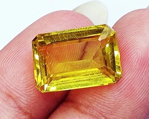 Certified Loose Gemstones 12.90 Ct Natural Yelloe Sapphire Emerald Shape - Picture 1 of 6