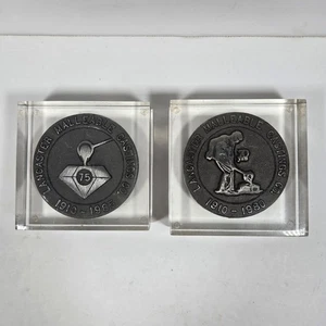Lancaster Malleable Castings Co 70/75 Yr Anniversary Lucite Paperweight Lot - Picture 1 of 9