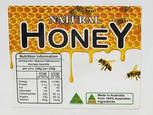 Honey Jars Labels with Nutritional Facts Honey Bee Pack of 100 - Picture 1 of 2