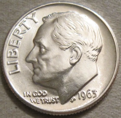 SELLING AS SHOWN~1963 P ABOUT UNCIRCULATED ROOSEVELT DIME *** 90% SILVER *** 547 - Image 1 of 4