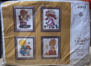 Vtg Creative Circle Embroidery Kit #4003 "Little Girl’s World " (4) 5"x6" Frames - Picture 1 of 12