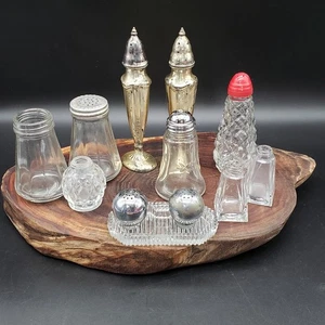 Vintage Salt & Pepper Shaker Lot Glass Metal Mixed Styles Craft Repair Repurpose - Picture 1 of 10