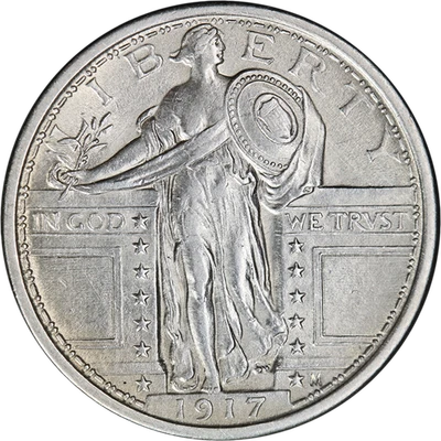 1917-P Tipo 1 Cuarto Libertad Permanente AU/BU Detalles Bonito atractivo visual Bonito Str... Foto 1 de 2