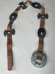 Arden B  Leather Belt With Metal Conches & Buckle 34” - 38” - Picture 1 of 5