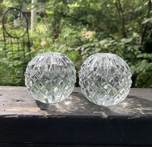 Waterford Crystal "Lismore" 3" Vintage Round Ball Tapered Candle Holders ~ HEAVY - Picture 1 of 23
