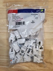 Leviton Extreme 6 White Electronic Cable Connector QuickPort Compatible 25 Pack - Afbeelding 1 van 2
