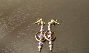 KEINE RESERVIERUNG! AMETHYST & GOLD OHRHÄNGER - Bild 1 von 6