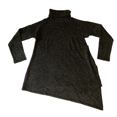 Rachel Roy 束腰毛衣女式 S 码灰色海龟颈部不对称下摆 — 第 1/4 张图片