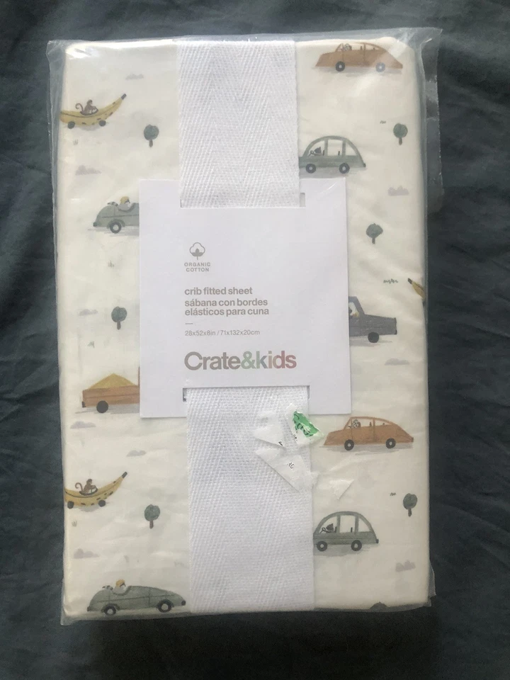 NWT Crate&Kids Fitted Crib Sheet, Organic Cotton - Image 1 of 3