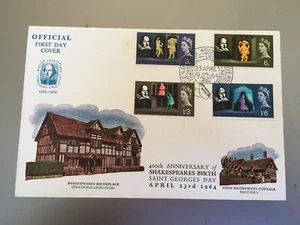 GB BRIEFMARKEN SELTEN ERSTTAGSBRIEF 1964 SHAKESPEARE OFFIZIELLER PHOSPHOR UNADRESSIERT - Bild 1 von 1