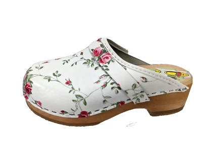 New Simson Holland Clog Shoes Girls Size 2-3 US 32 EU White Pink Floral Mules - Image 1 of 4