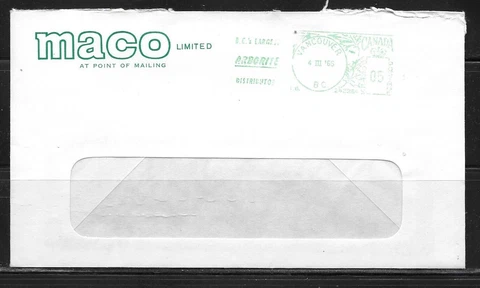 Canada Advertising Cover - Vancouver  1966 - Maco Limited Arborite - Metered Cover