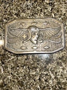VINTAGE HARLEY BARON WINGED SKULL PILOT SOLID BRASS BELT 746 signed - Picture 1 of 6
