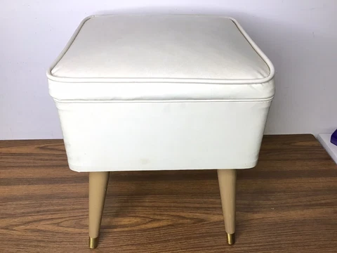 Vintage Singer Sewing Machine Storage Stool MCM Bench Ottoman Cover