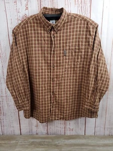 Columbia Sportswear Shirt Mens 3X Brown Plaid Cotton Long Sleeve Button Down - Picture 1 of 15