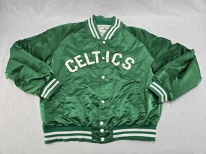 VTG 80s Celtics green warm up Jacket Pyramid Outerwear shamrock stitched Mens L - Picture 1 of 17