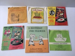 Vintage Lot Little Wonder Book 45 RPM Records Pinocchio shy kitten pooh frances - Picture 1 of 10