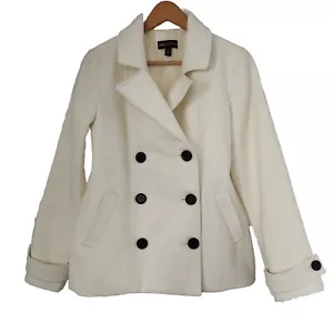 Dana Buchman Off White Women's Pea Coat Size M - Picture 1 of 13