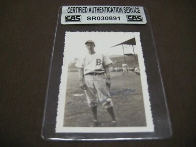 VINCE DiMAGGIO ORIGINAL 1938 BOSTON BEES 2-1/4" X 3-1/4" AUTO PHOTO CAS ENCAPSUL - Image 1 of 4
