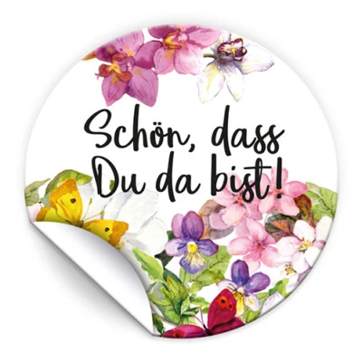 Aufkleber SCHÖN, DASS DU DA BIST Sticker Etiketten Hochzeit Geschenkverpackung - Bild 1 von 2