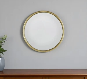 15" Gold Round Iron Textured Framed Accent Mirror - Picture 1 of 4