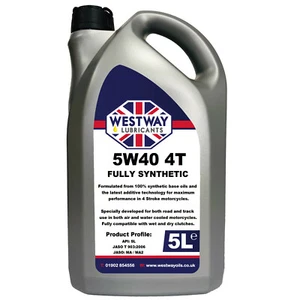 5w40 Motorcycle Oil Fully Synthetic 4 Stroke JASO MA2 5W-40 API SL 5L - Picture 1 of 4