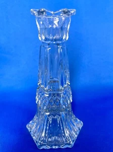 Clear Glass Ornate 6" Hexagon Bud Vase Candleholder Wedding Holidays Mexico - Picture 1 of 5