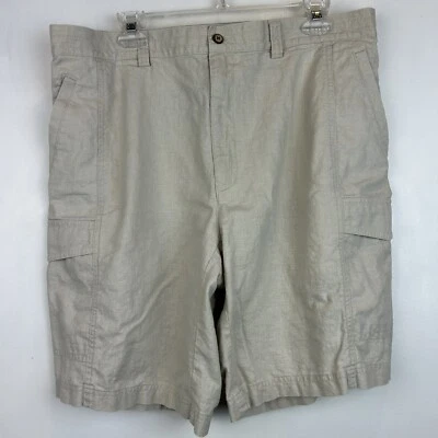 Pantalones Cortos Cubavera Para Hombre 40 Mezcla de Lino Beige Tostado Vacaciones Informales Foto 1 de 4