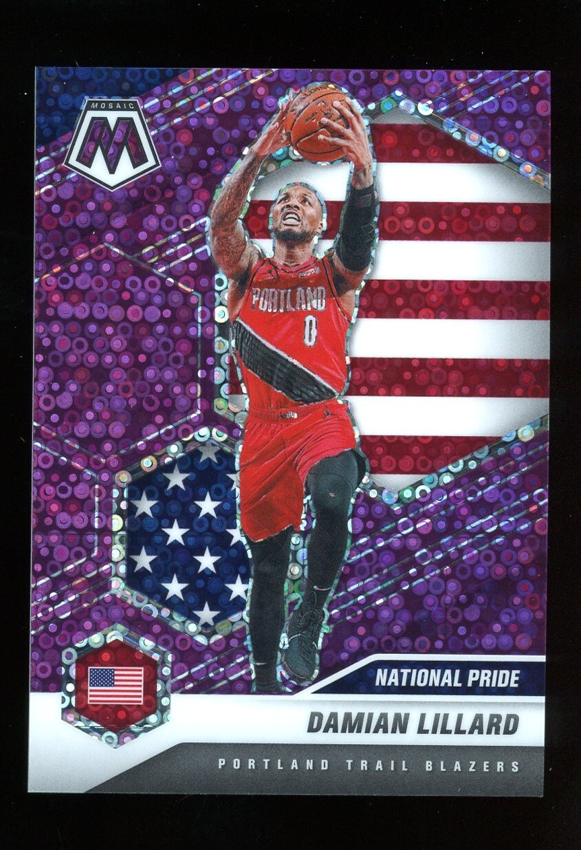 2020-21 Panini Mosaic Purple Fast Break Prizm National Pride Damian Lillard /50