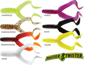 Mister Twister Double Tails 3" & 4" Black or White 10pk Soft Plastic Grub Tail - Picture 1 of 5