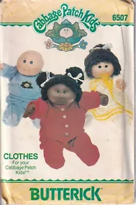 Vintage Butterick 6507 Doll Clothes Sleep Wear Cabbage Patch Kids Sewing Pattern - Picture 1 of 4