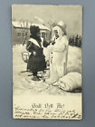 1903 Costume garçon bonhomme de neige NORVÈGE PIPE carte postale ANCIENNE norvégienne