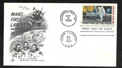 #C76 10c Apollo 11 Moon Landing 7/20/69 - 1st Men 0n Moon Cachet- ArtCraft FDC - Image 1 of 2